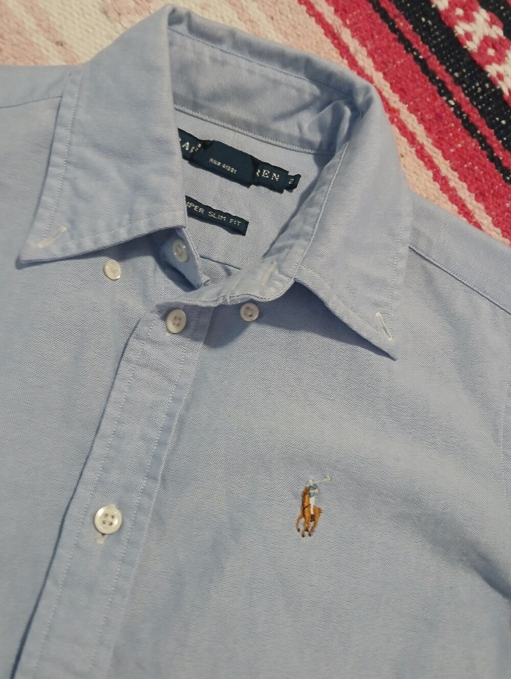 Polo Ralph Lauren Blue Button Up Super Slim Fit Girls/2 Preppy Casual